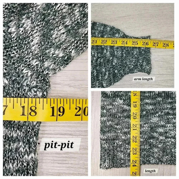 Women's Hunter Green White Speckled Cowl Neck Balloon Sleeve Sweater Cabincore L - Picture 8 of 8